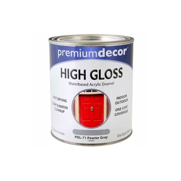 General Paint Premium Dcor Waterborne Acrylic Enamel, Gloss Finish, Pewter Gray, Quart - 796907 - main